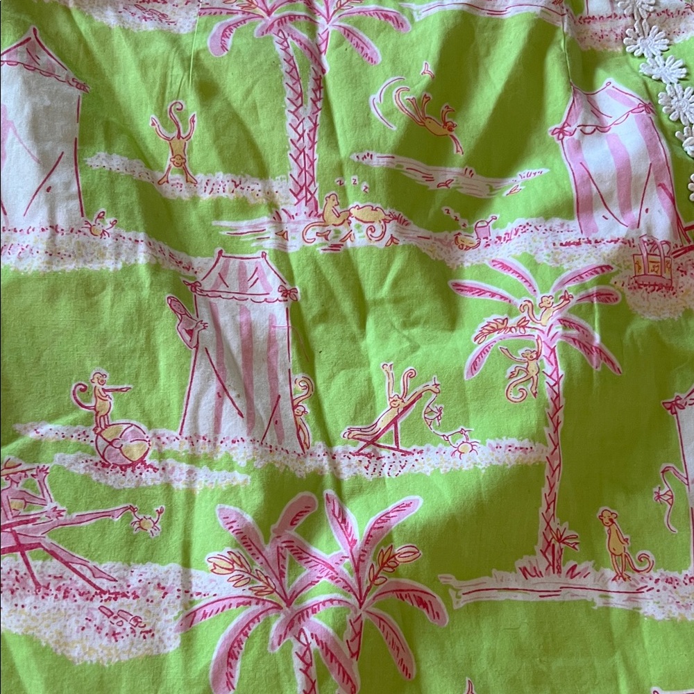 Lilly Pulitzer Green and Pink Mini Skirt with Floral Accents - Picture 6 of 7